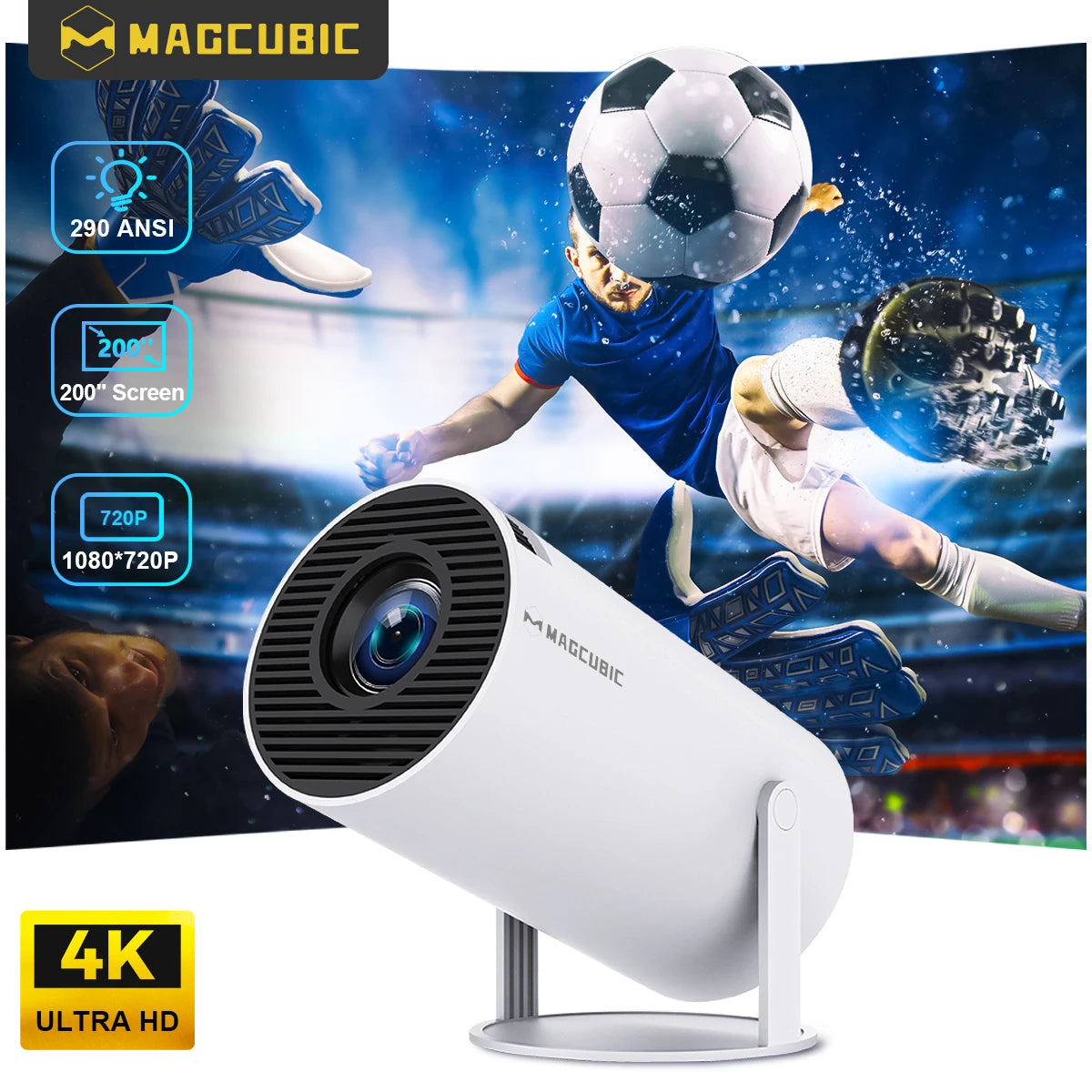 Projector 4K Android 11 HY300 Pro Dual Wifi6 290ANSI Allwinner H713 BT5.0 1280*720P Cinema Outdoor Portable Projetor